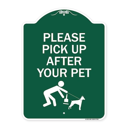 Signmission Please Pick Up After Your Pet Heavy-Gauge Aluminum Architectural Sign, 24" x 18", GW-1824-9786 A-DES-GW-1824-9786